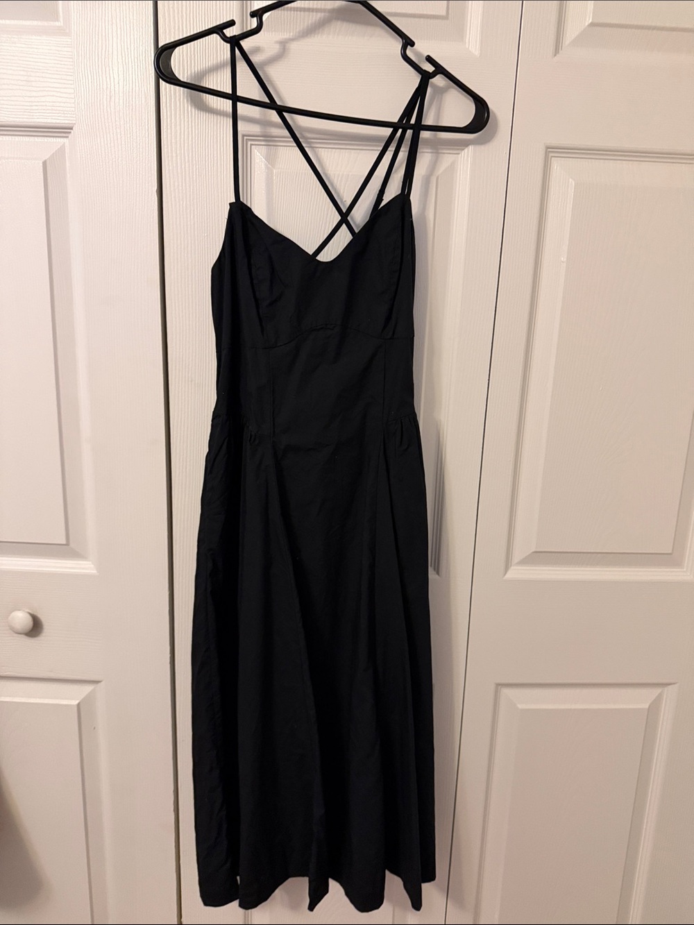 Black Cross-Back Midi Dress